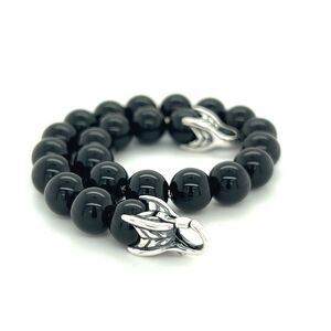David Yurman Estate Onyx Spiritual Beads Bracelet 8" Sterling Silver DY543